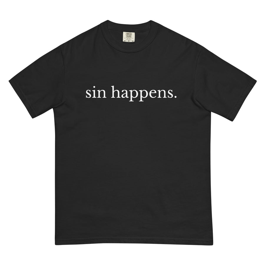 sin happens.™ heavyweight tee — black