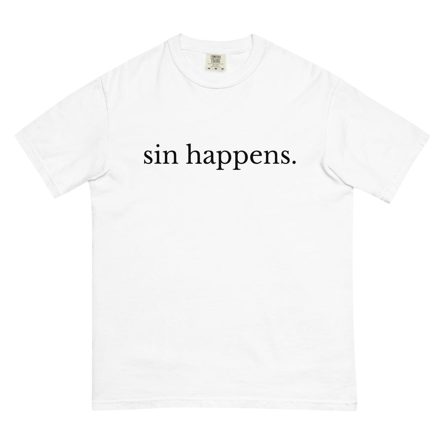 sin happens.™ heavyweight tee — white